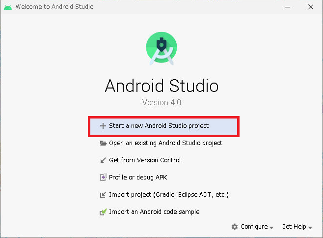 Android Studioのプロジェクトの作成